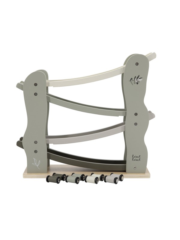Houten autoglijbaan - Olijf - Label Label - Naam en/of Datum