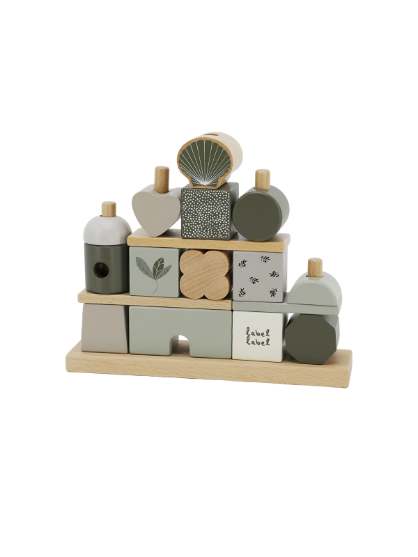 Houten Stapelhuisje - Olijf - Label Label - Geboortegegevens