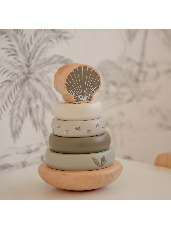 Houten tuimelring - Olijf - Label Label - Geboortegegevens