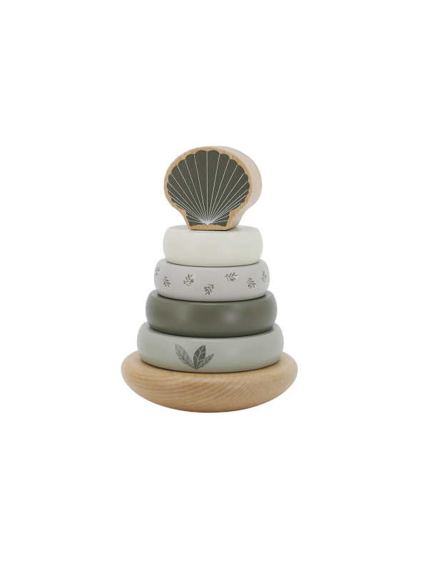 Houten tuimelring - Olijf - Label Label - Naam en/of Datum